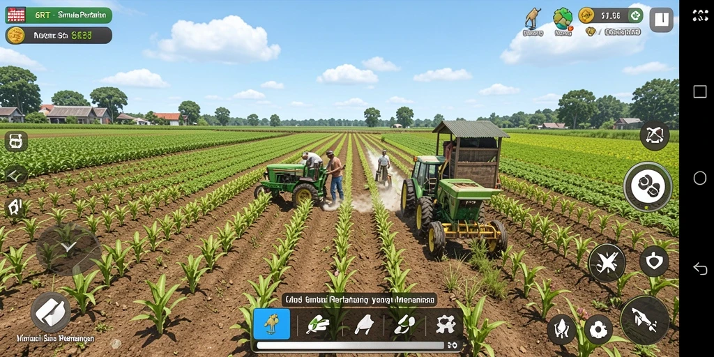 Screenshot gameplay 6RT menampilkan aktivitas bertani yang seru.