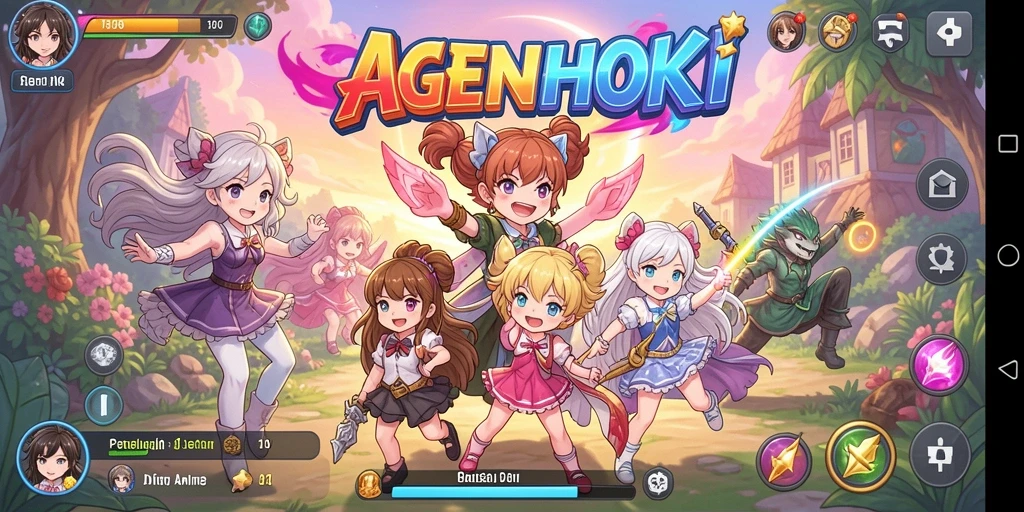 Tampilan gameplay AGENHOKI yang menarik dan penuh warna.