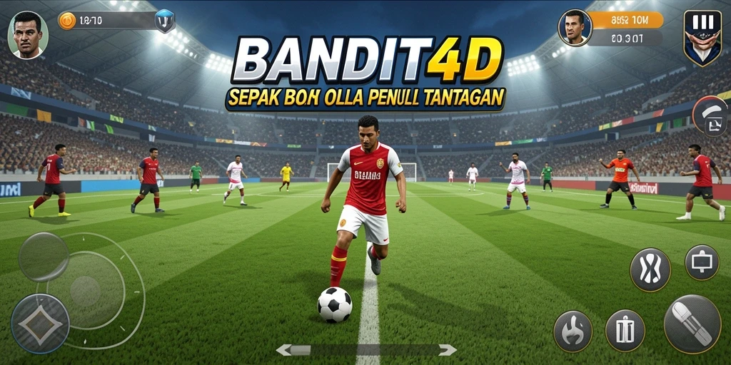 Gameplay mendebarkan dalam BANDIT4D dengan aksi sepak bola intens.