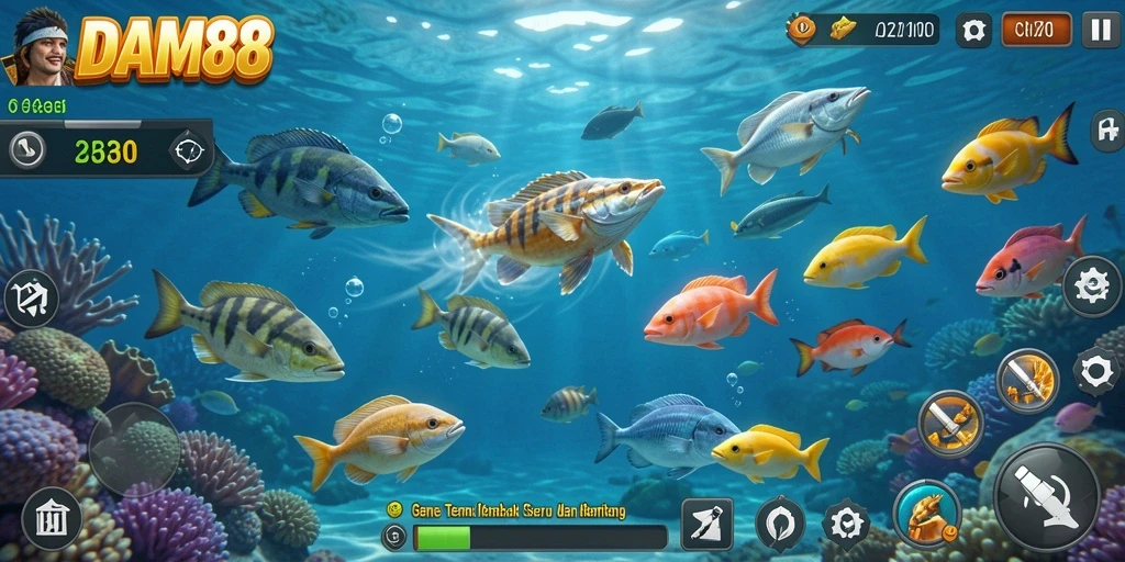 Tampilan gameplay seru menembak ikan di DAM88.