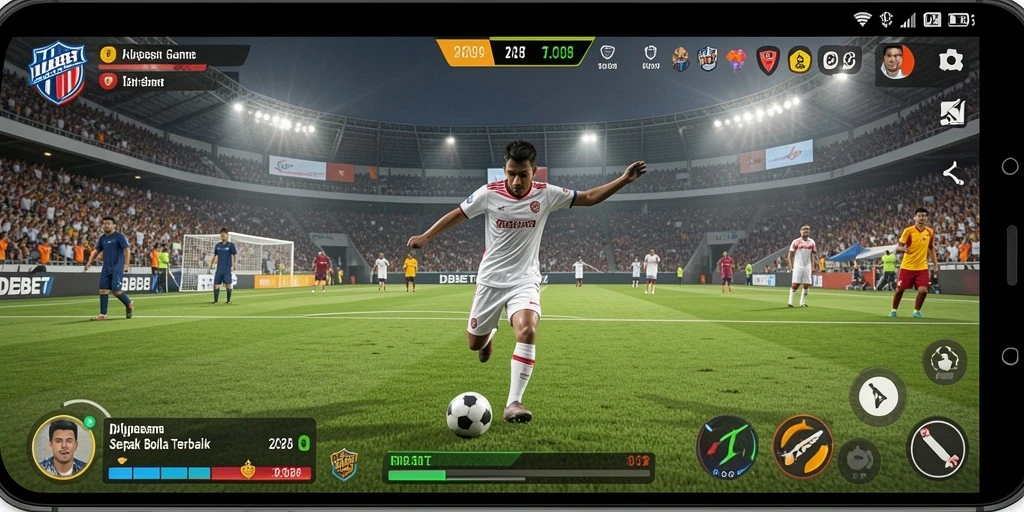Screenshot utama IDEBET menampilkan pemain beraksi di lapangan hijau.