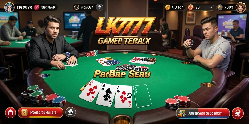 Tampilan gameplay seru LK777 yang menggambarkan aksi poker penuh strategi.