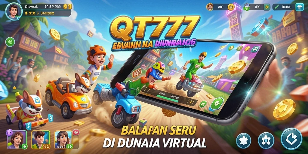 Gameplay QT777 yang penuh aksi dan kecepatan di lintasan balap.